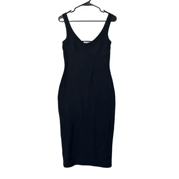 Reformation Dress Braun Sleeveless V-Neck Bodycon Midi Black Women's Size S - Picture 2 of 8